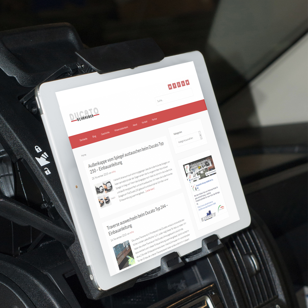 Tablet-Halter für den Ducato 250 – Einbauanleitung